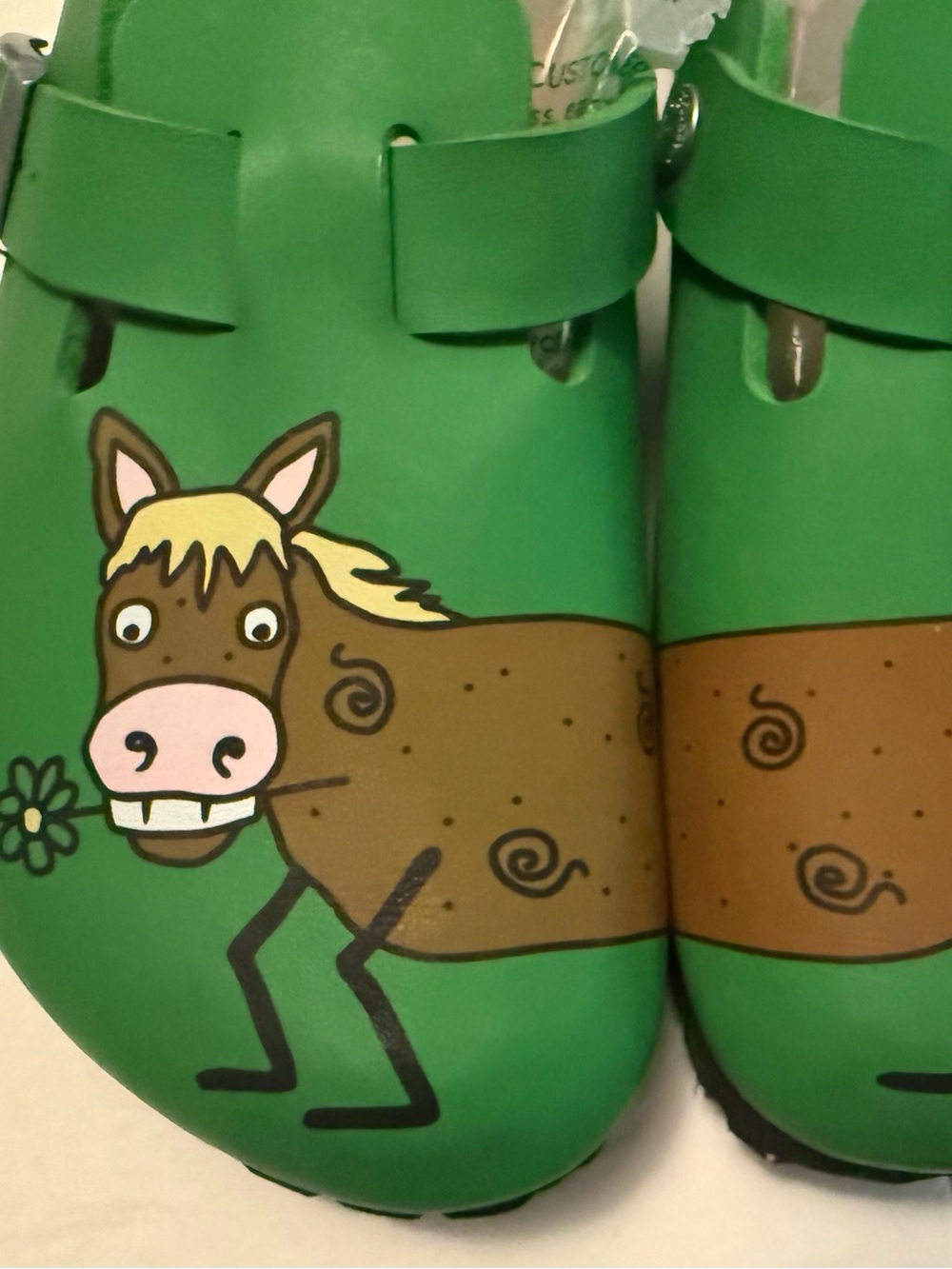 Rare Fun Birki Green Horse Pony Sandals Clogs L6 M4